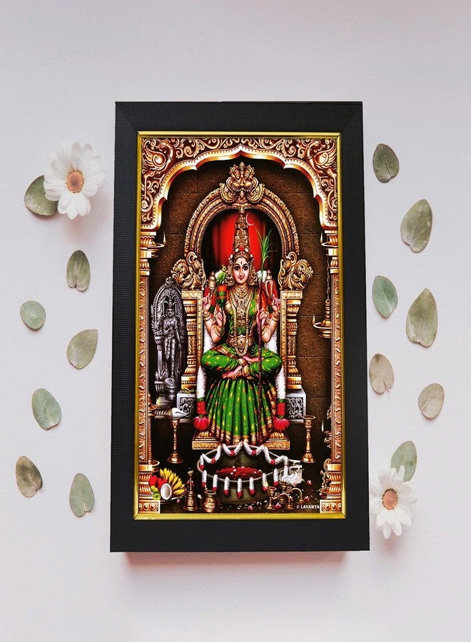 101Temples - Goddess Kamakshi Amman Wooden Photo Frame | Kamatchi | Ambal | Parvati Devi | Mata | Adi Shakti | Shaktism | Kanchi | Lalitha Tripura Sundari | 1 Piece | 10 x 13 | Matt Finish | Wood - Image 2